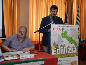 XII CONGRESSO FILCA CISL PUGLIA: GALLO CONFERMATO ALLA GUIDA DELLA FEDERAZIONE DEGLI EDILI, LEGNO-ARREDO E LAPIDEI