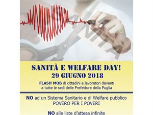 Sanità e Welfare Day: domani flash mob a Taranto e Brindisi