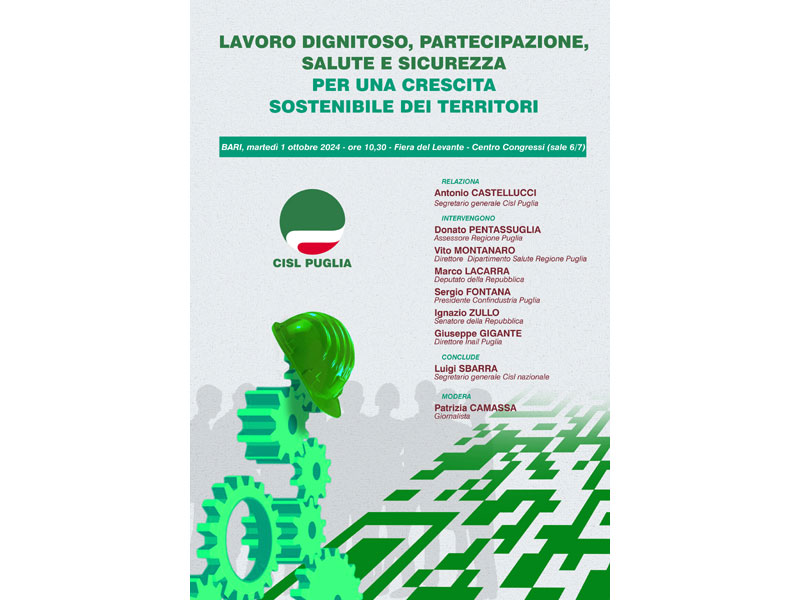 Lavoro, partecipazione, salute e sicurezza. Domani tavola rotonda in Fiera con il Segretario Luigi Sbarra